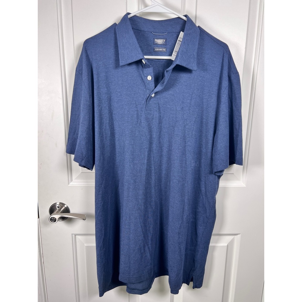 Faherty Reserve The Movement Polo Mens Blue Heather Short Sleeve Golf Shirt XL